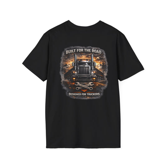 Trucker Graphic Tee – 'Built for the Road' Semi Truck Design