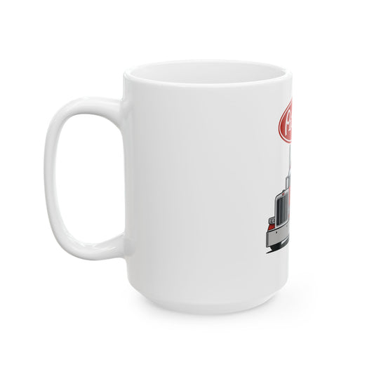 Peterbilt Red Semi Truck Ceramic Mug — 11oz & 15oz Coffee Cup