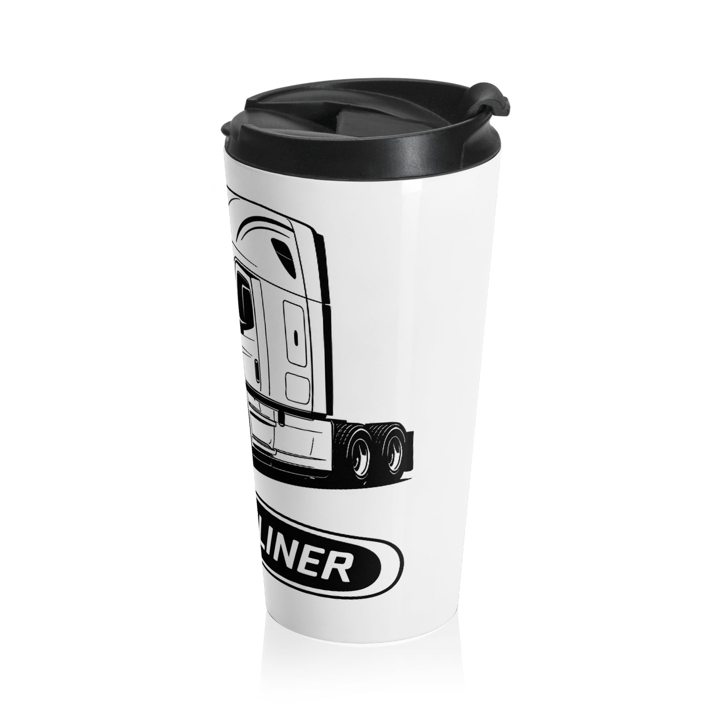 Freightliner Semi Truck Stainless Steel Travel Mug — Trucker Coffee Tumbler