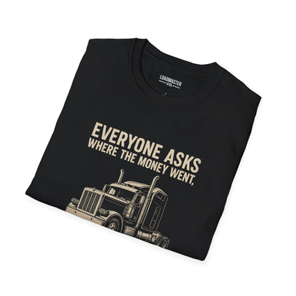 Truck Driver Shirt — "Everyone Asks Where The Money Went, But Nobody Asks Where The Youth Went" Vintage Semi Truck Tee