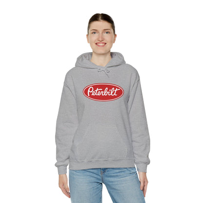 Peterbilt Logo Truck Hoodie — Red Semi-Truck Graphic Hooded Sweatshirt