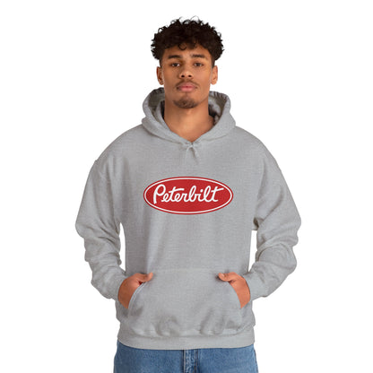 Peterbilt Logo Truck Hoodie — Red Semi-Truck Graphic Hooded Sweatshirt