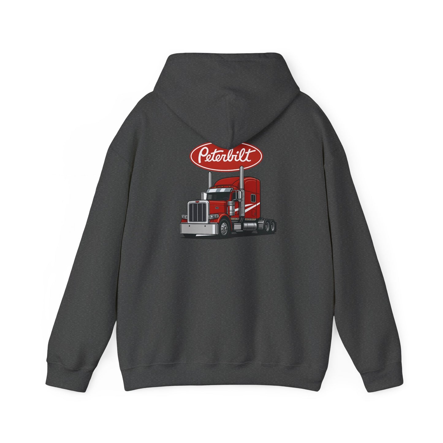 Peterbilt Logo Truck Hoodie — Red Semi-Truck Graphic Hooded Sweatshirt