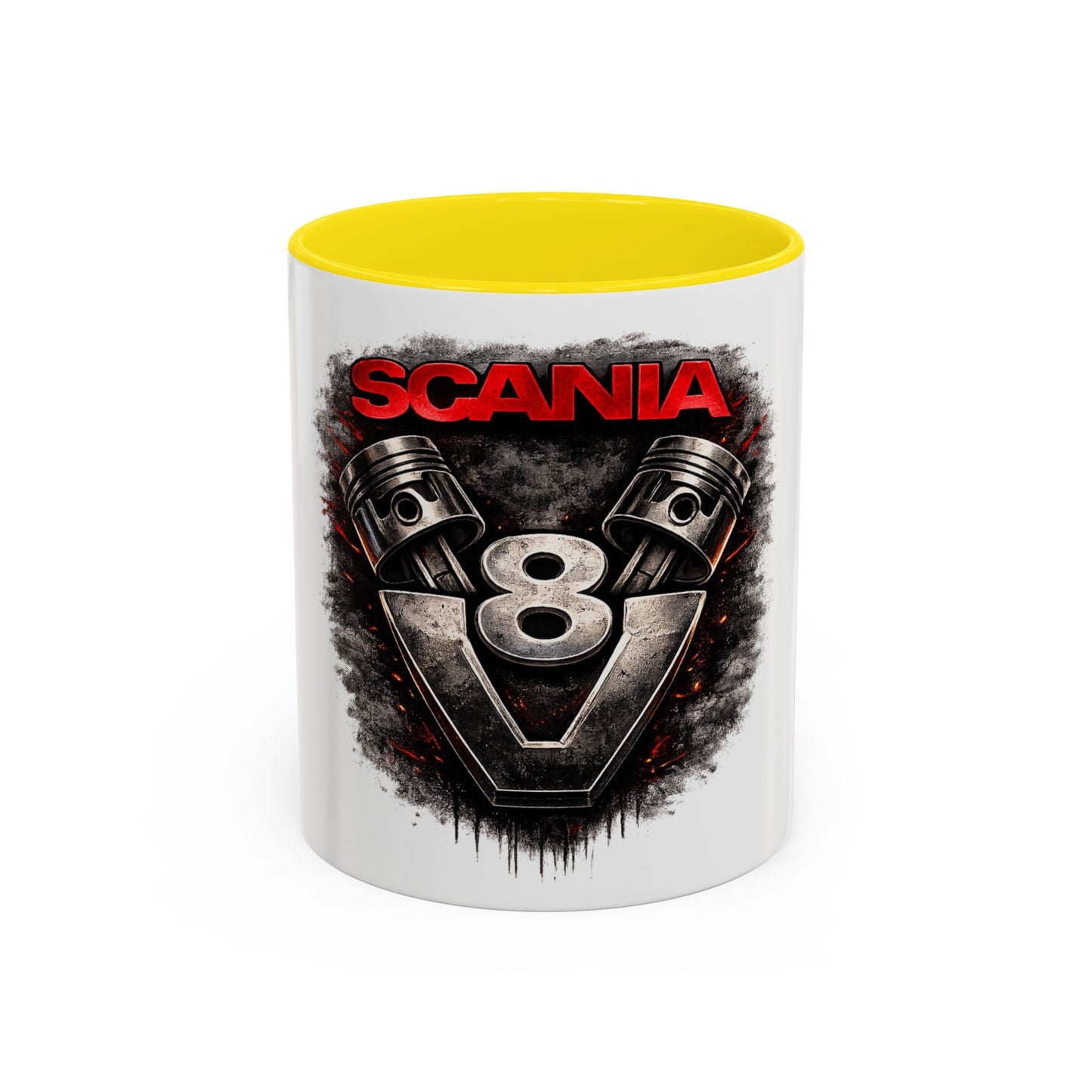 Scania V8 Engine Logo Accent Coffee Mug – Truck Driver Gift