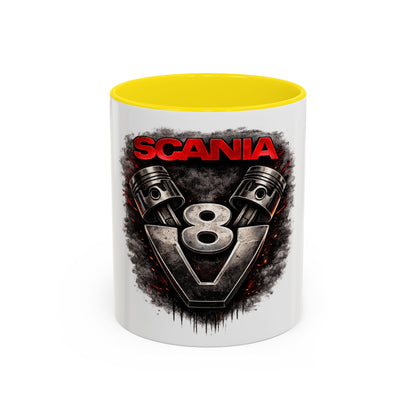 Scania V8 Engine Logo Accent Coffee Mug – Truck Driver Gift