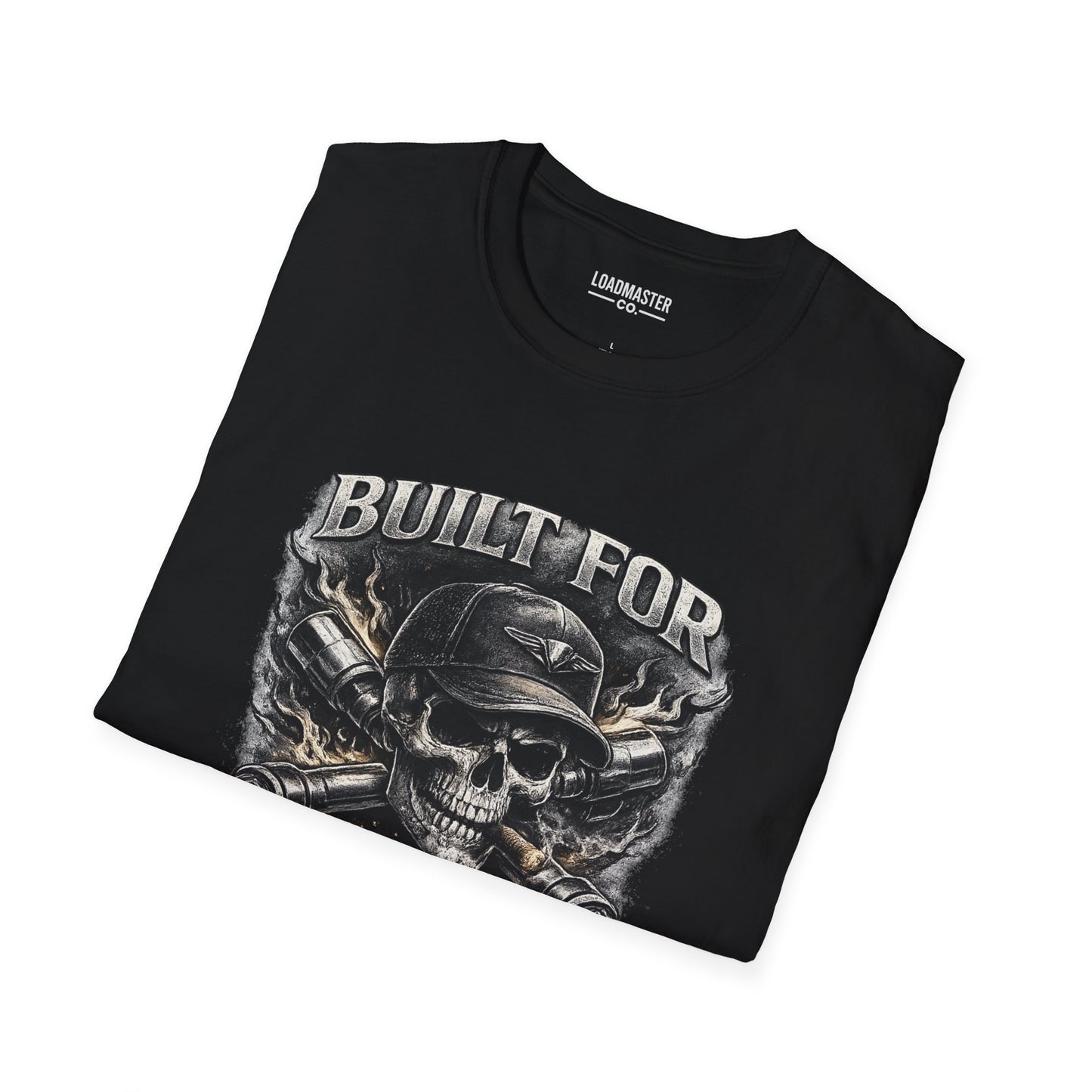 Long Haul Trucker T-Shirt — "Built for Long Hauls" Skull & Highway Graphic