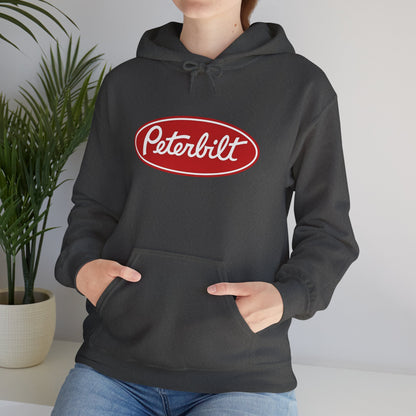 Peterbilt Logo Truck Hoodie — Red Semi-Truck Graphic Hooded Sweatshirt