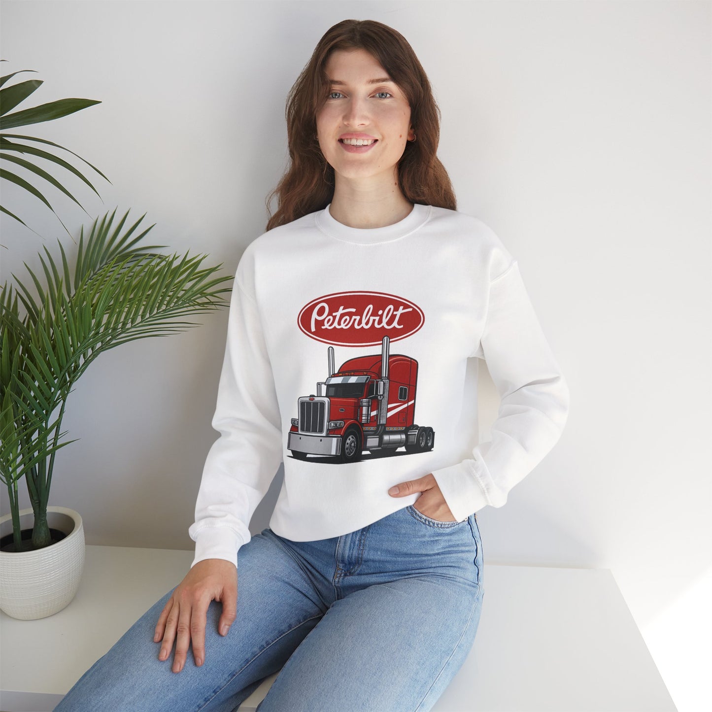 Peterbilt Red Semi Truck Crewneck Sweatshirt