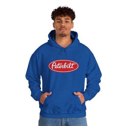 Peterbilt Logo Truck Hoodie — Red Semi-Truck Graphic Hooded Sweatshirt