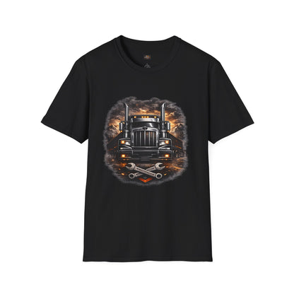 Trucker Graphic Tee – 'Built for the Road' Semi Truck Design