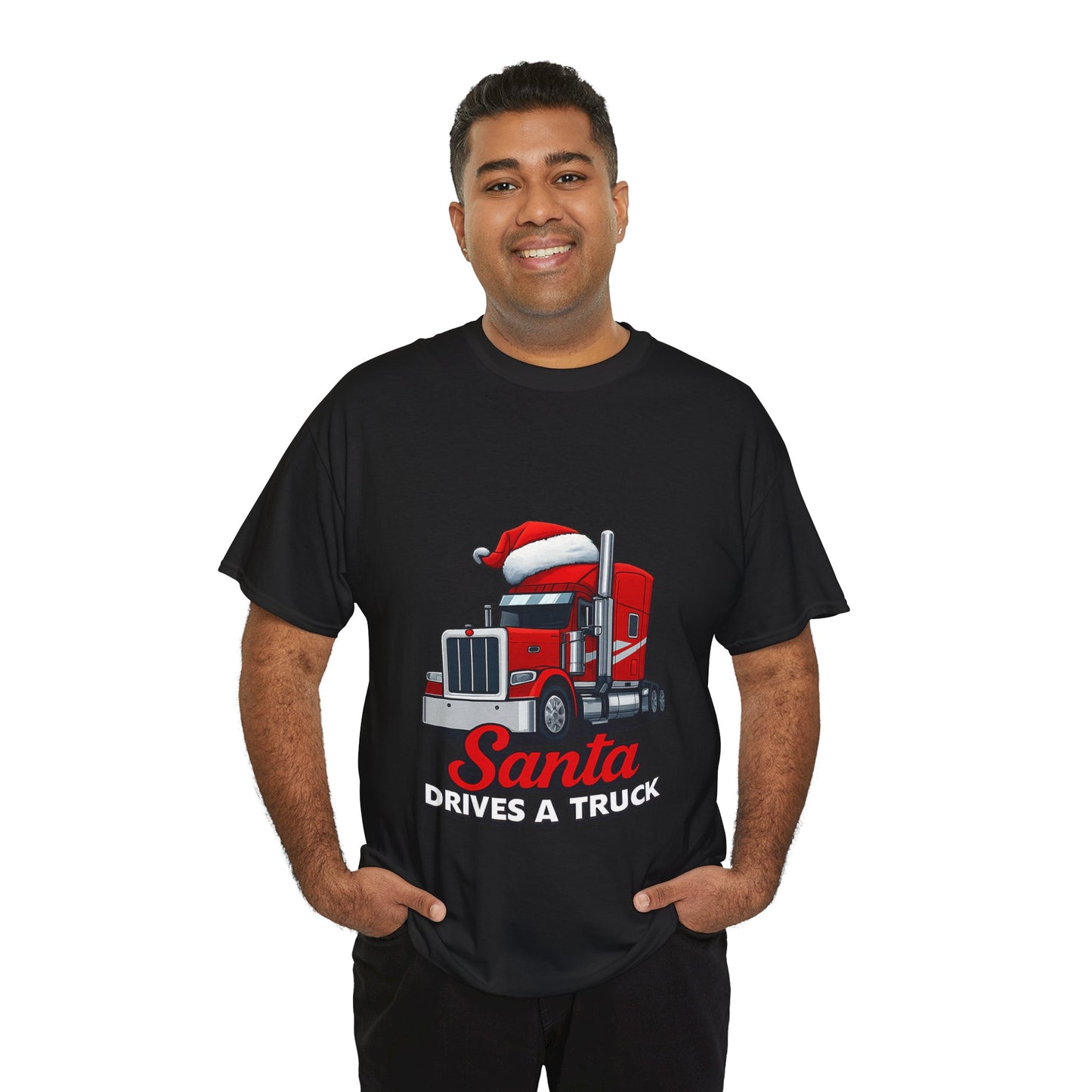 Santa Drives A Truck T-Shirt — Christmas Trucking Tee for Drivers & Holiday Fans