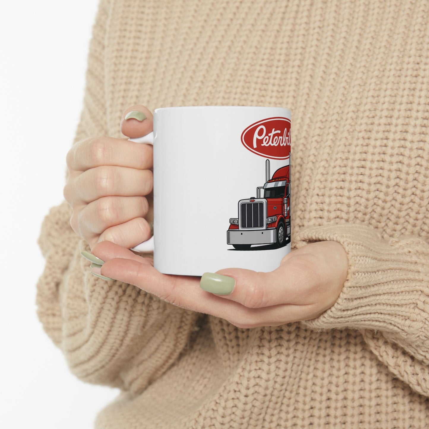 Peterbilt Red Semi Truck Ceramic Mug — 11oz & 15oz Coffee Cup