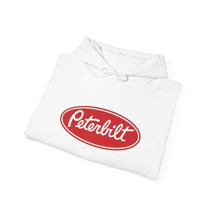 Peterbilt Logo Truck Hoodie — Red Semi-Truck Graphic Hooded Sweatshirt