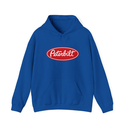 Peterbilt Logo Truck Hoodie — Red Semi-Truck Graphic Hooded Sweatshirt