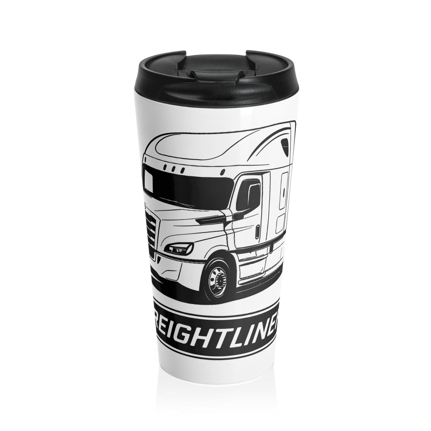Freightliner Semi Truck Stainless Steel Travel Mug — Trucker Coffee Tumbler