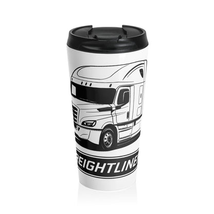 Freightliner Semi Truck Stainless Steel Travel Mug — Trucker Coffee Tumbler