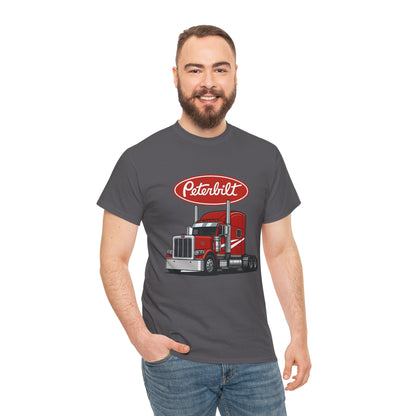 Peterbilt Red Semi Truck Graphic T-Shirt — Trucker Tee for Drivers & Fans