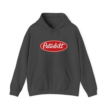 Peterbilt Logo Truck Hoodie — Red Semi-Truck Graphic Hooded Sweatshirt