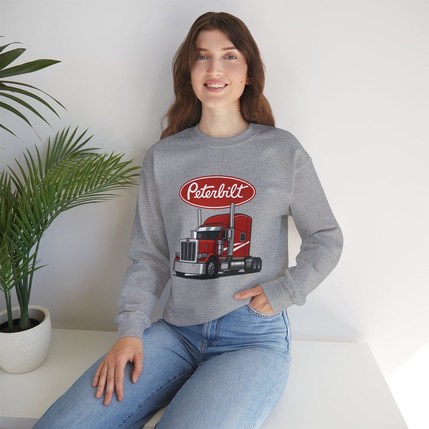 Peterbilt Red Semi Truck Crewneck Sweatshirt