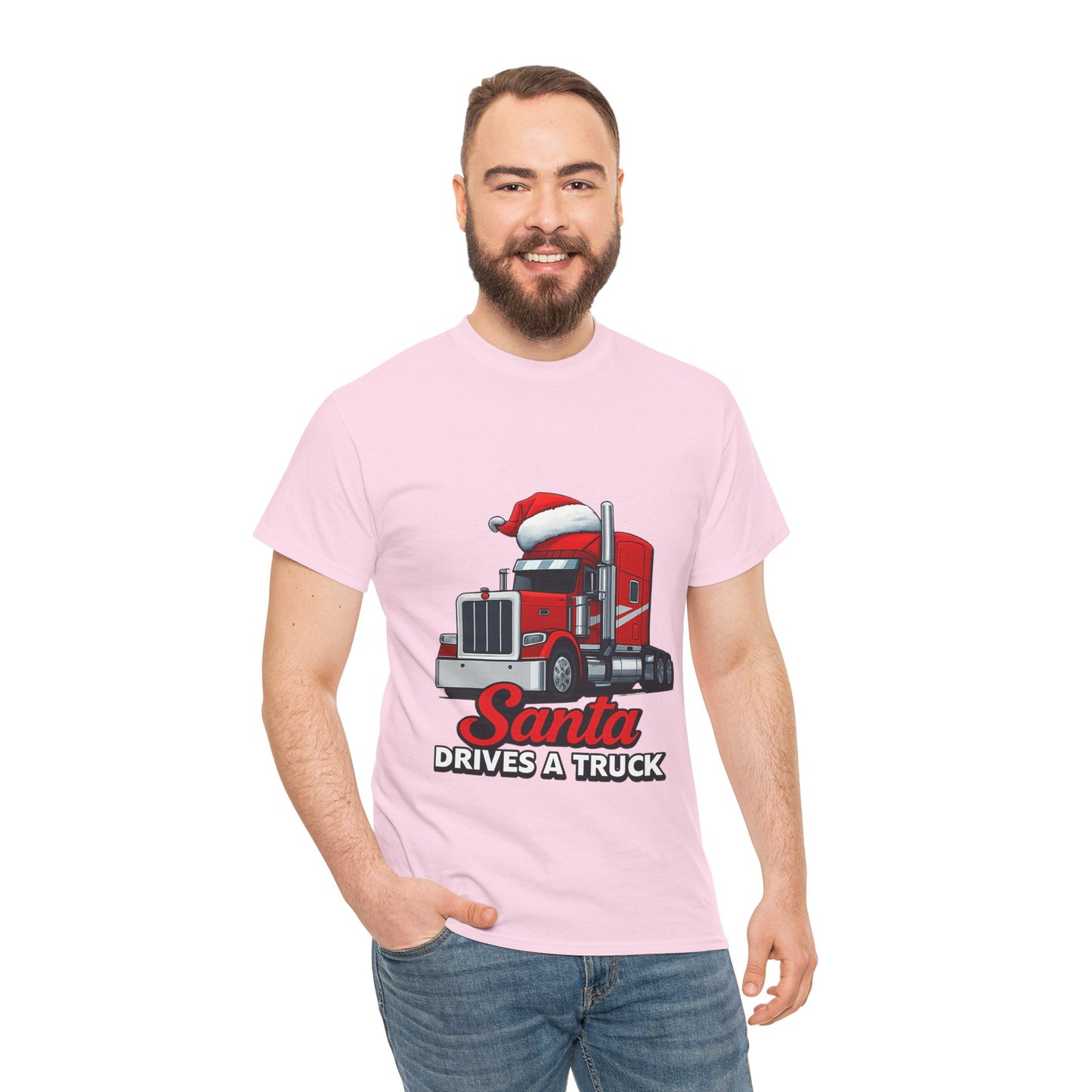 Santa Drives A Truck T-Shirt — Christmas Trucking Tee for Drivers & Holiday Fans