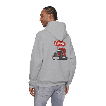 Peterbilt Logo Truck Hoodie — Red Semi-Truck Graphic Hooded Sweatshirt