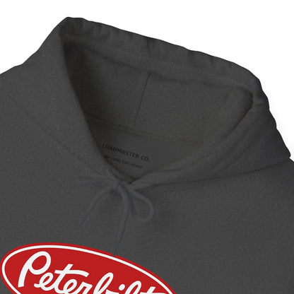 Peterbilt Logo Truck Hoodie — Red Semi-Truck Graphic Hooded Sweatshirt