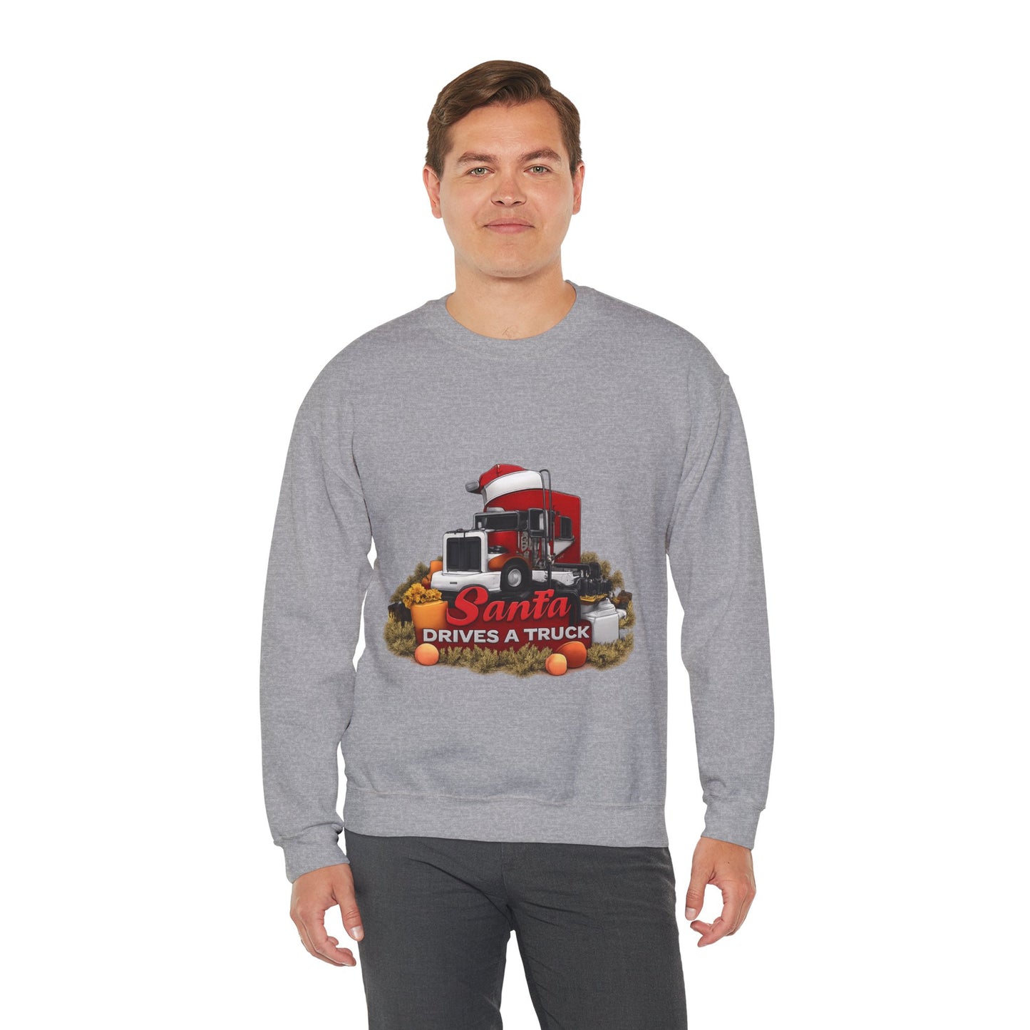 Santa Drives a Truck Sweatshirt — Christmas Trucking Holiday Crewneck