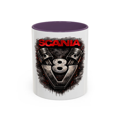 Scania V8 Engine Logo Accent Coffee Mug – Truck Driver Gift