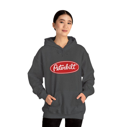 Peterbilt Logo Truck Hoodie — Red Semi-Truck Graphic Hooded Sweatshirt