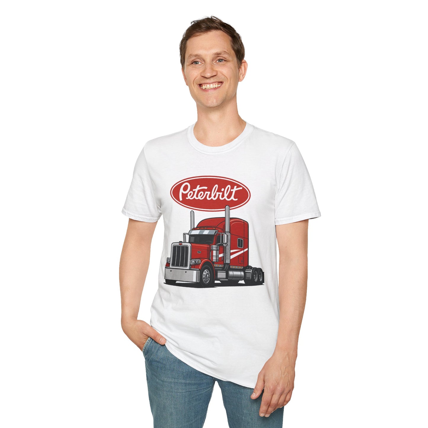 Peterbilt Red Semi Truck T-Shirt — Classic Logo Trucker Tee