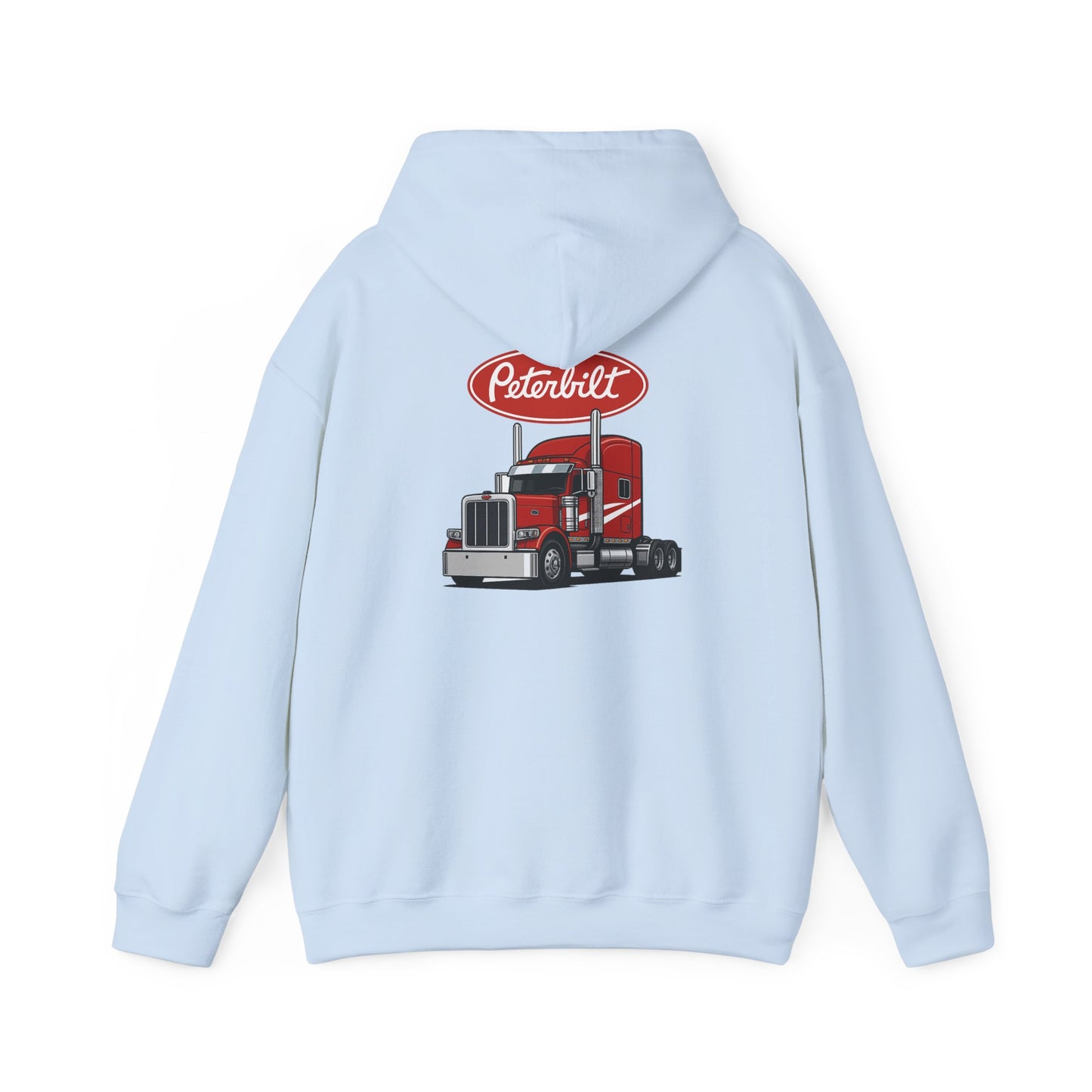 Peterbilt Logo Truck Hoodie — Red Semi-Truck Graphic Hooded Sweatshirt
