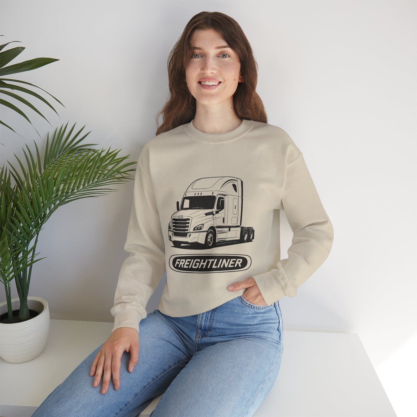 Freightliner Semi Truck Crewneck Sweatshirt — Logo Truck Driver Gift