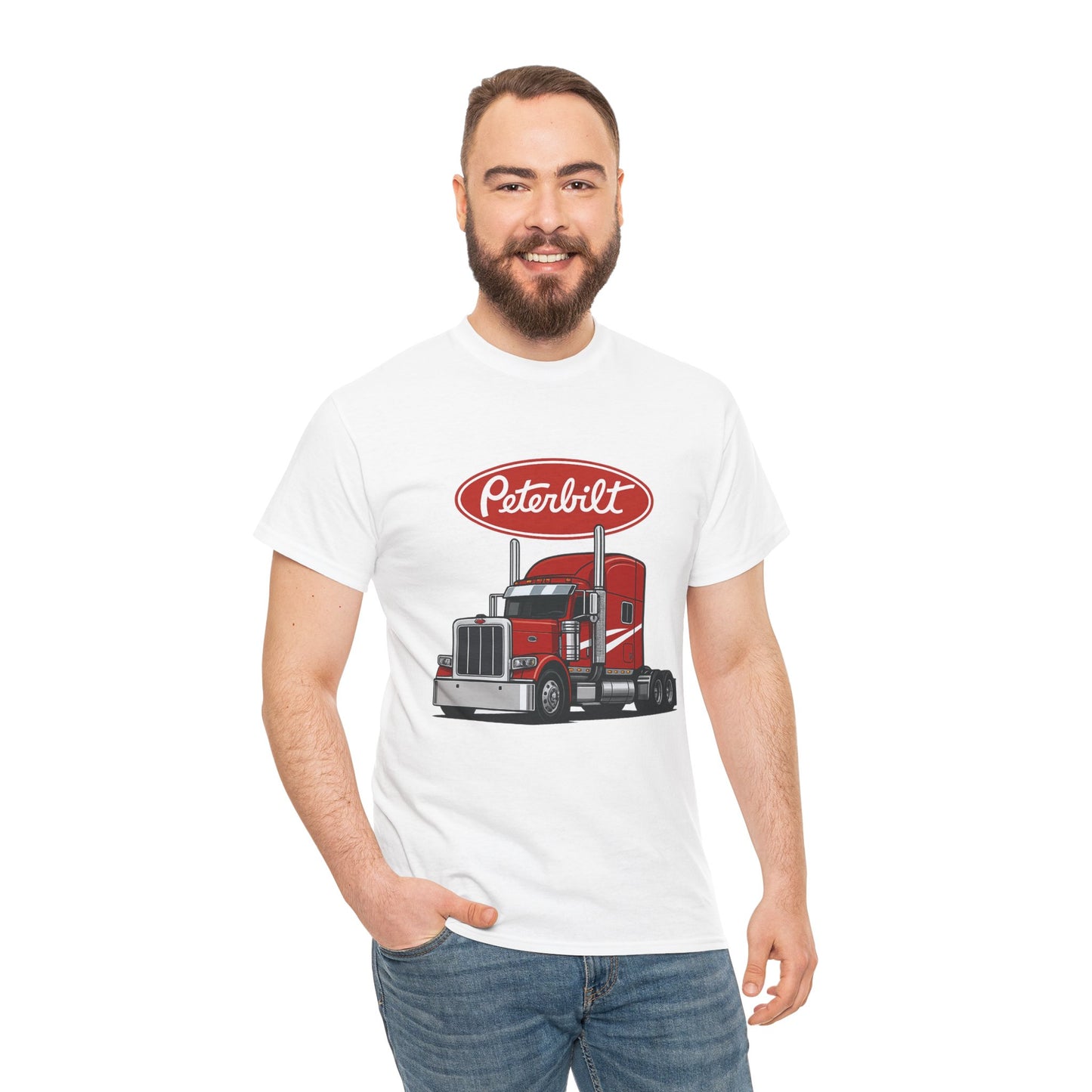 Peterbilt Red Semi Truck Graphic T-Shirt — Trucker Tee for Drivers & Fans