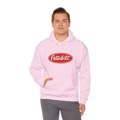 Peterbilt Logo Truck Hoodie — Red Semi-Truck Graphic Hooded Sweatshirt