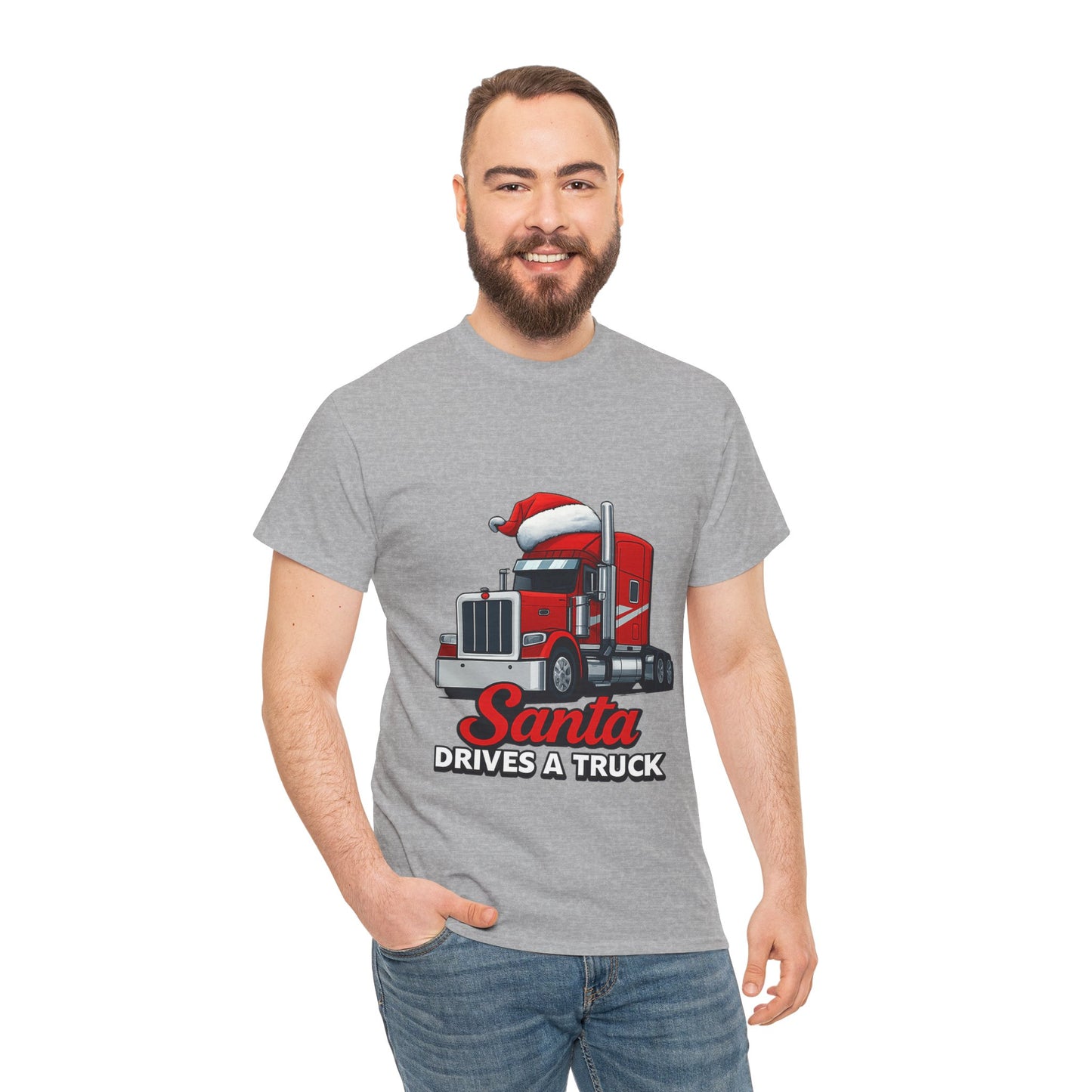 Santa Drives A Truck T-Shirt — Christmas Trucking Tee for Drivers & Holiday Fans