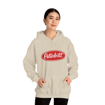 Peterbilt Logo Truck Hoodie — Red Semi-Truck Graphic Hooded Sweatshirt