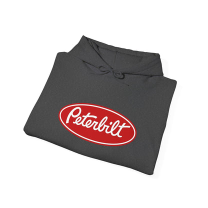 Peterbilt Logo Truck Hoodie — Red Semi-Truck Graphic Hooded Sweatshirt