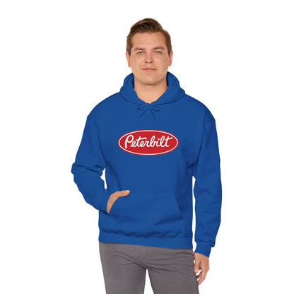 Peterbilt Logo Truck Hoodie — Red Semi-Truck Graphic Hooded Sweatshirt