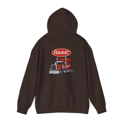 Peterbilt Logo Truck Hoodie — Red Semi-Truck Graphic Hooded Sweatshirt