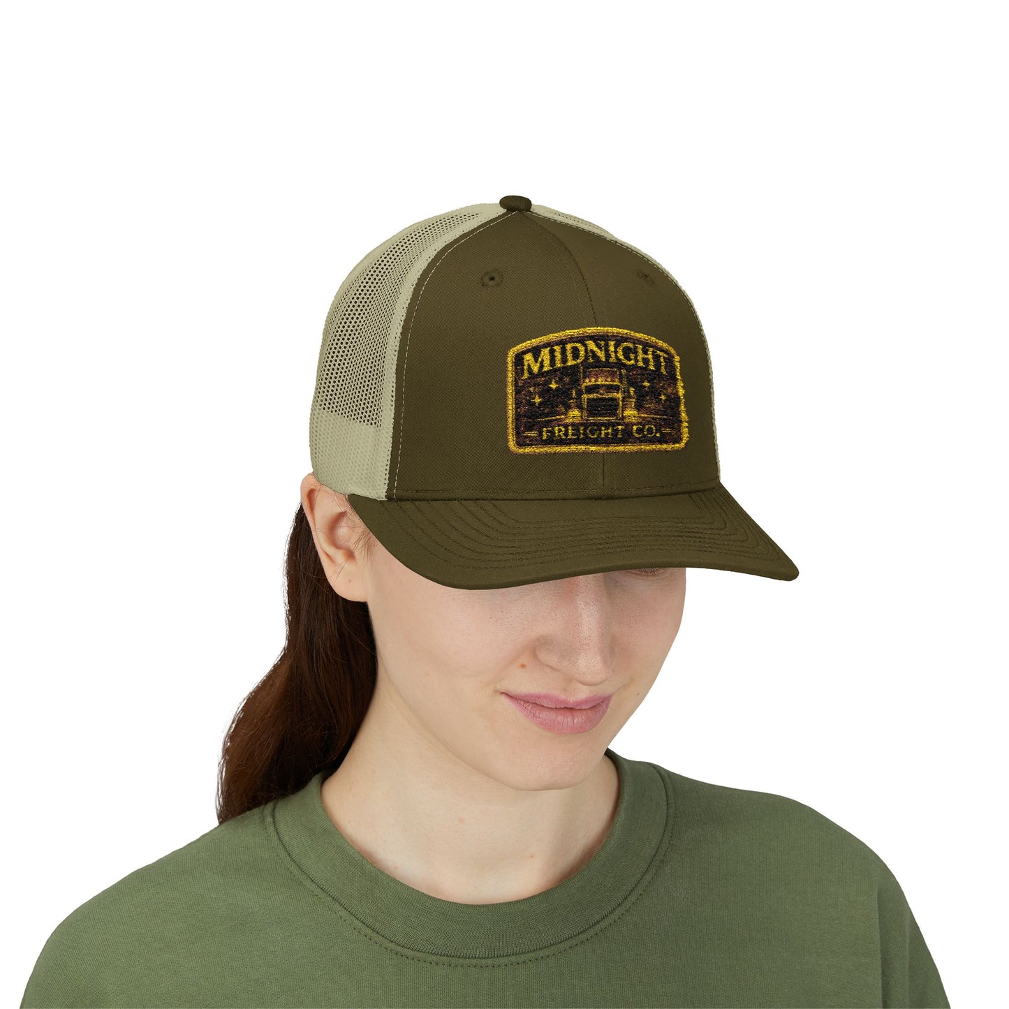 Midnight Freight Co. Trucker Cap — Vintage Patch Mesh Snapback Hat
