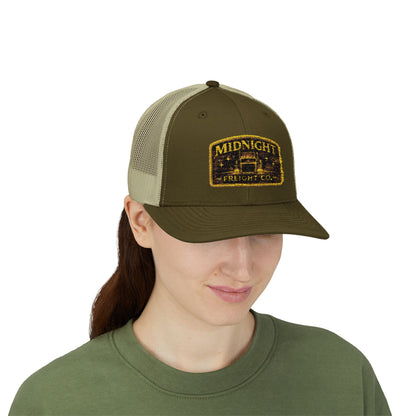 Midnight Freight Co. Trucker Cap — Vintage Patch Mesh Snapback Hat