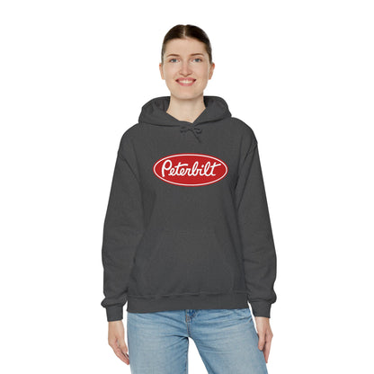 Peterbilt Logo Truck Hoodie — Red Semi-Truck Graphic Hooded Sweatshirt