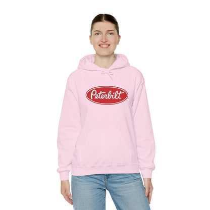 Peterbilt Logo Truck Hoodie — Red Semi-Truck Graphic Hooded Sweatshirt