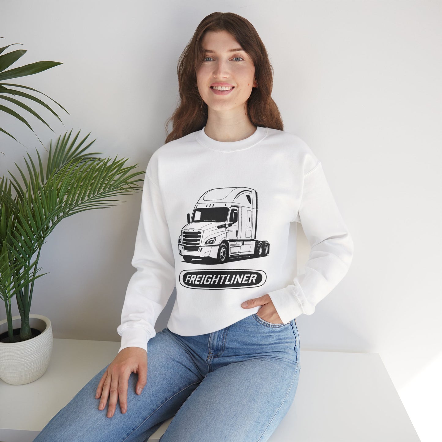 Freightliner Semi Truck Crewneck Sweatshirt — Logo Truck Driver Gift