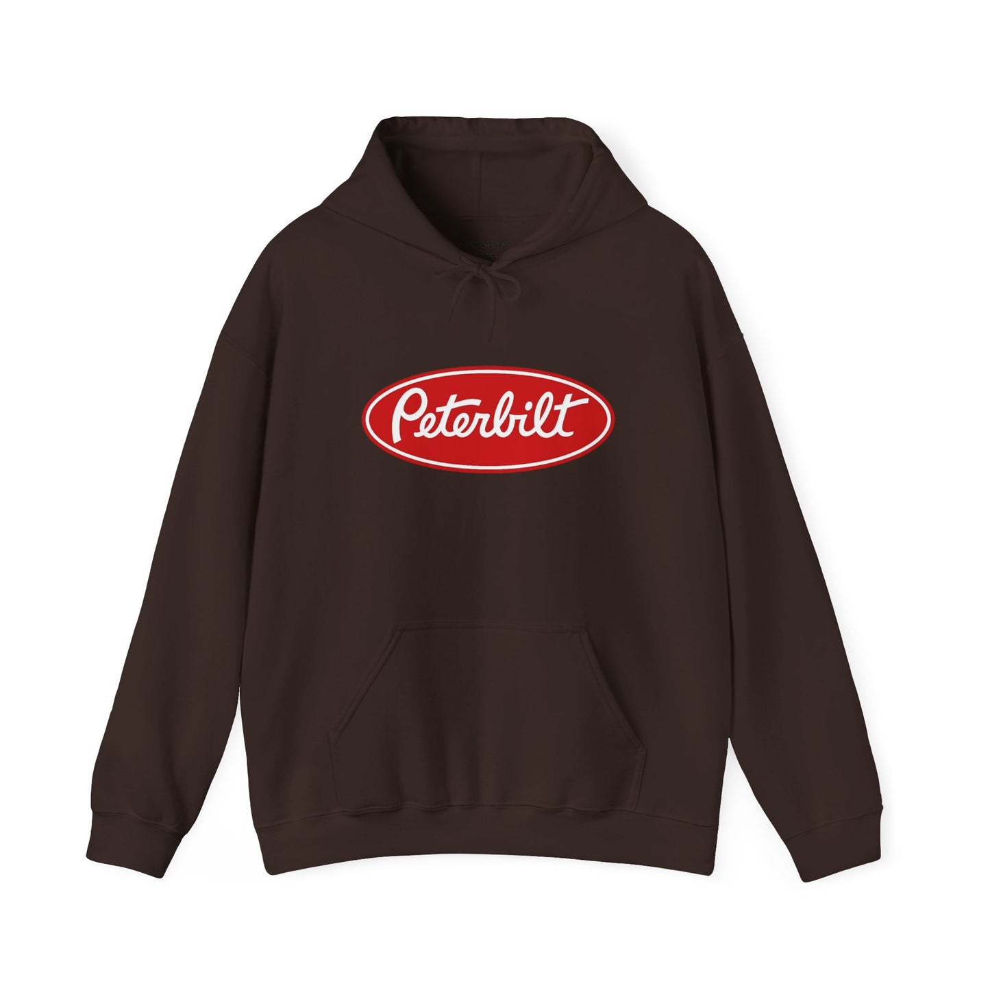 Peterbilt Logo Truck Hoodie — Red Semi-Truck Graphic Hooded Sweatshirt