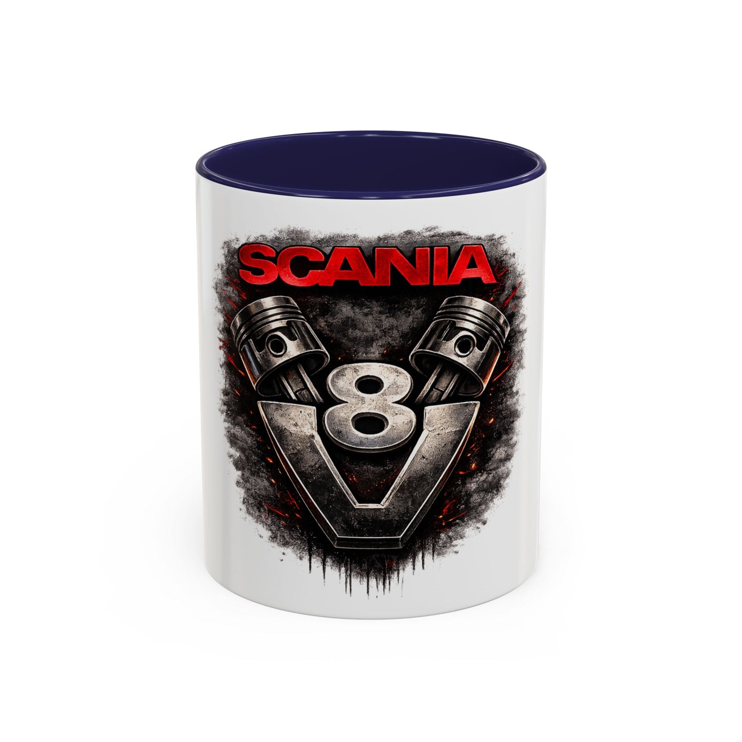 Scania V8 Engine Logo Accent Coffee Mug – Truck Driver Gift
