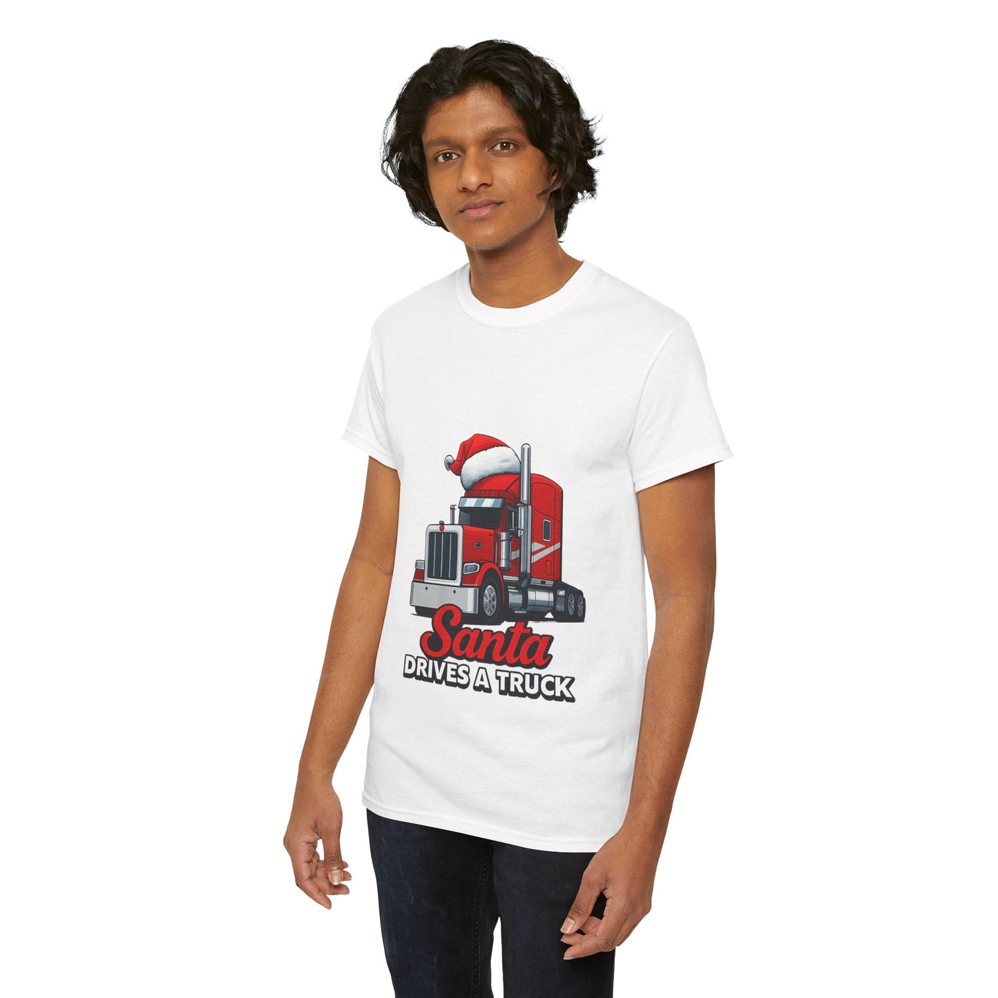 Santa Drives A Truck T-Shirt — Christmas Trucking Tee for Drivers & Holiday Fans
