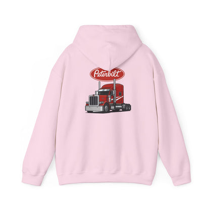 Peterbilt Logo Truck Hoodie — Red Semi-Truck Graphic Hooded Sweatshirt