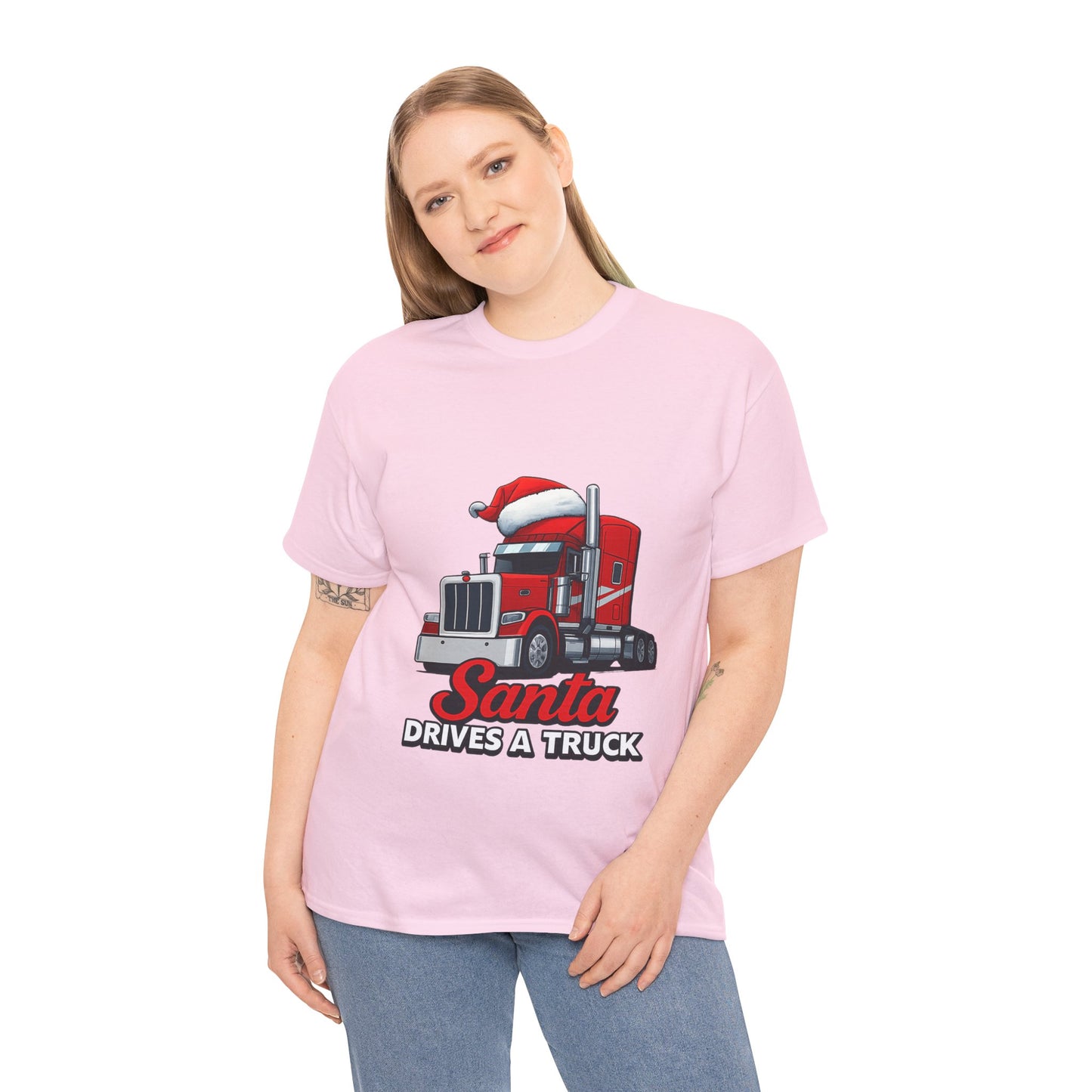 Santa Drives A Truck T-Shirt — Christmas Trucking Tee for Drivers & Holiday Fans