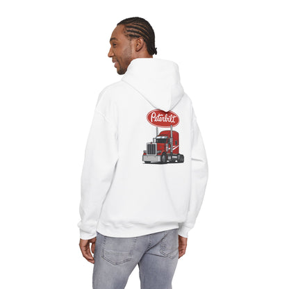 Peterbilt Logo Truck Hoodie — Red Semi-Truck Graphic Hooded Sweatshirt